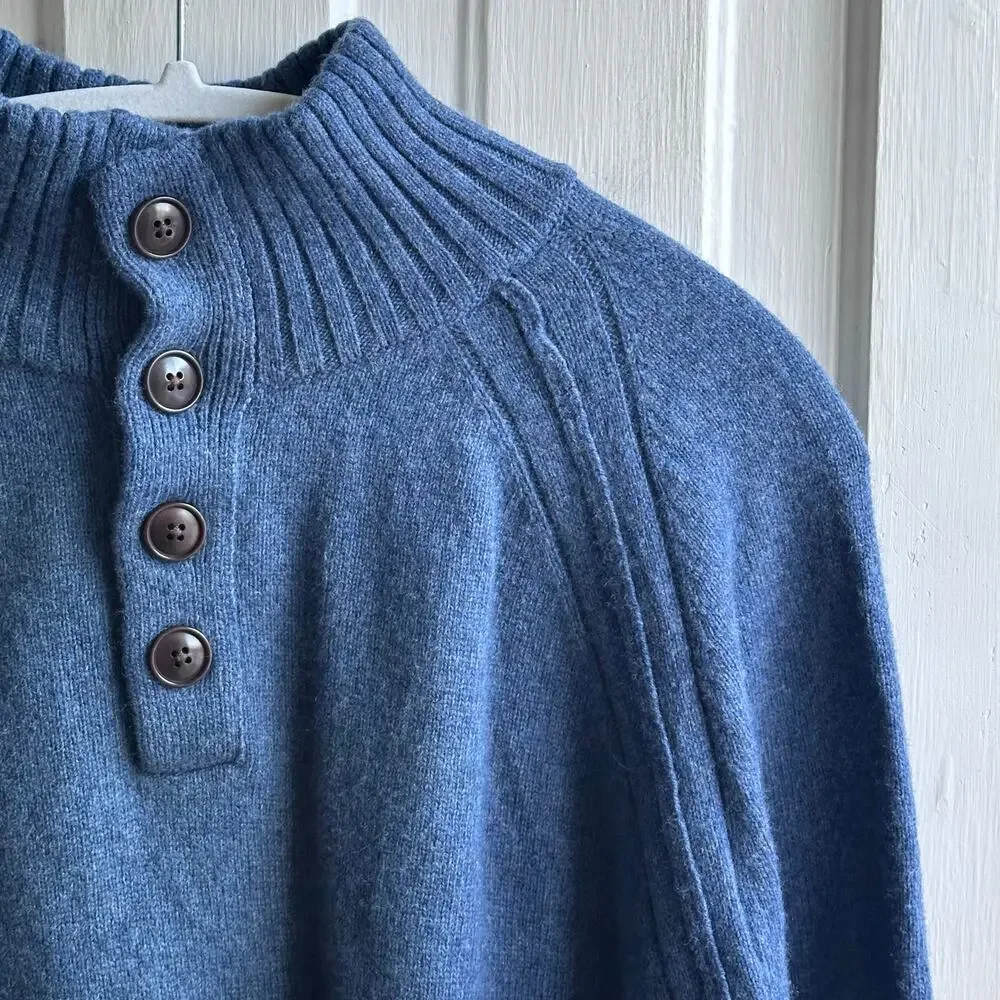 Banana Republic Novara Mock Neck Sweater – Navy Blue – XL – Italian Yarn